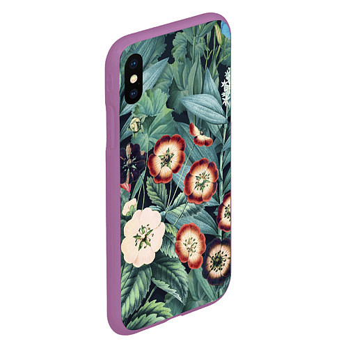 Чехол iPhone XS Max матовый Цветы Полуночные / 3D-Фиолетовый – фото 2