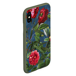 Чехол iPhone XS Max матовый Цветы Розы В Саду, цвет: 3D-темно-зеленый — фото 2