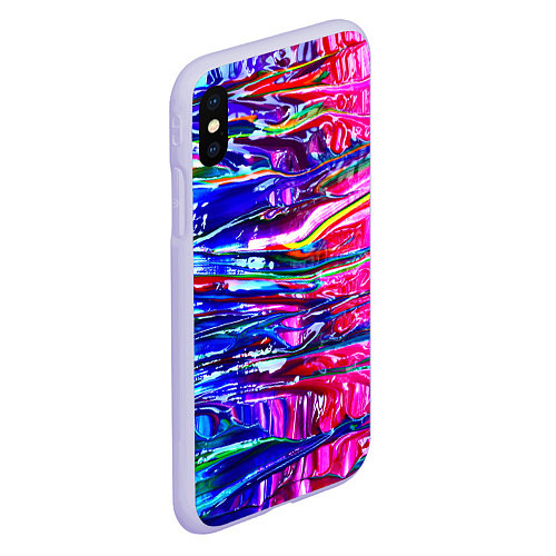 Чехол iPhone XS Max матовый Абстракция масляными красками / 3D-Светло-сиреневый – фото 2