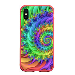 Чехол iPhone XS Max матовый Красочная фрактальная спираль Узор Colorful fracta