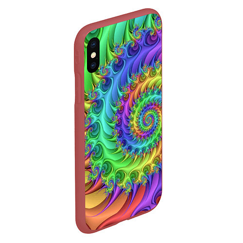 Чехол iPhone XS Max матовый Красочная фрактальная спираль Узор Colorful fracta / 3D-Красный – фото 2