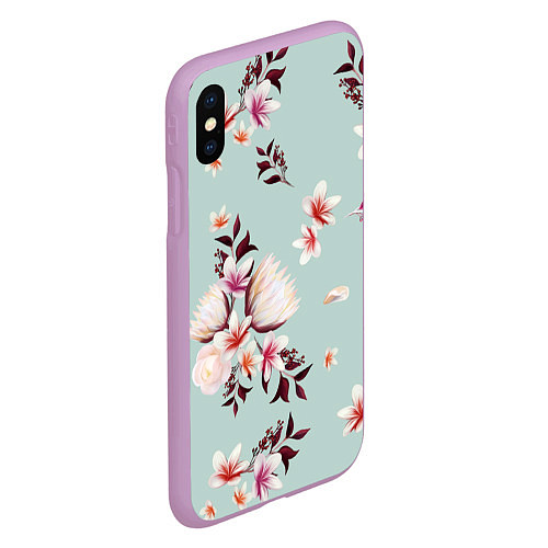 Чехол iPhone XS Max матовый Цветы Яркие В Летнем Саду / 3D-Сиреневый – фото 2