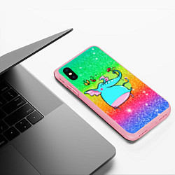 Чехол iPhone XS Max матовый Слоненок с цветочками, цвет: 3D-баблгам — фото 2