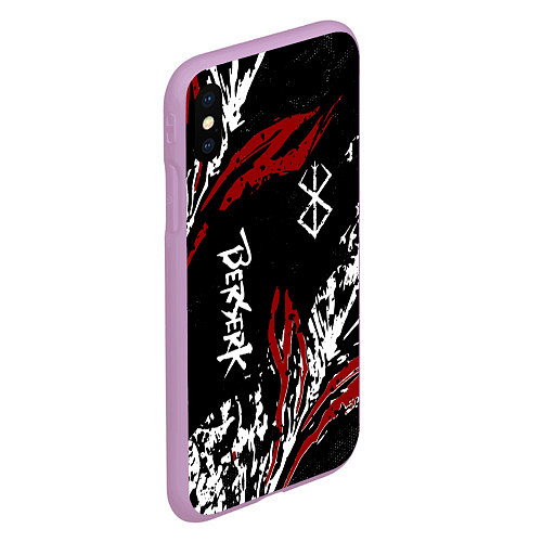 Чехол iPhone XS Max матовый BERSERK BLACK MASK - БЕРСЕРК ЧЁРНАЯ МАСКА / 3D-Сиреневый – фото 2