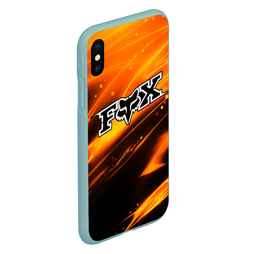 Чехол iPhone XS Max матовый FOX RACING - ФОКС СИЯНИЕ / 3D-Мятный – фото 2