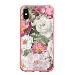 Чехол iPhone XS Max матовый Цветы Розовый Сад Пион и Роз, цвет: 3D-баблгам