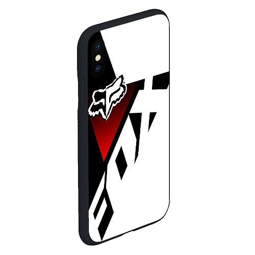 Чехол iPhone XS Max матовый FOX RACING - ФОКС ЧЕРНЫЙ И БЕЛЫЙ / 3D-Черный – фото 2