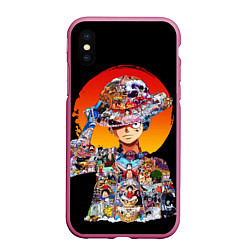 Чехол iPhone XS Max матовый ВАН ПИС АРКИ В ЛУФФИ ONE PIECE, цвет: 3D-малиновый