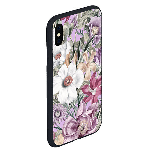 Чехол iPhone XS Max матовый Цветы Фиолетовый Клематис / 3D-Черный – фото 2