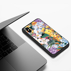 Чехол iPhone XS Max матовый Цветы Красочный Лакфиоль, цвет: 3D-черный — фото 2