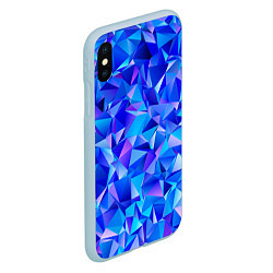 Чехол iPhone XS Max матовый СИНЕ-ГОЛУБЫЕ полигональные кристаллы, цвет: 3D-голубой — фото 2