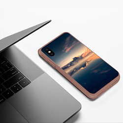 Чехол iPhone XS Max матовый Горы озеро, цвет: 3D-коричневый — фото 2