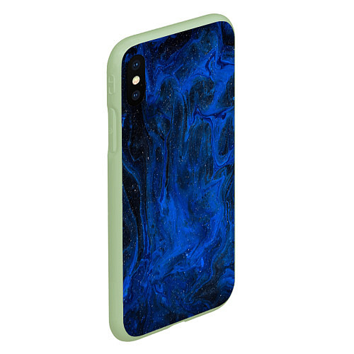 Чехол iPhone XS Max матовый Синий абстрактный дым / 3D-Салатовый – фото 2