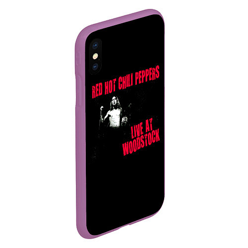 Чехол iPhone XS Max матовый Live at Woodstock - Red Hot Chili Peppers / 3D-Фиолетовый – фото 2