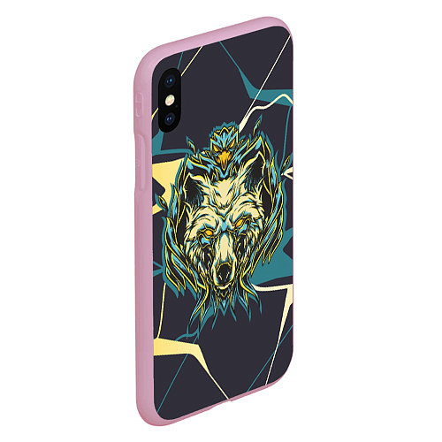 Чехол iPhone XS Max матовый Талисман волк / 3D-Розовый – фото 2