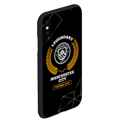 Чехол iPhone XS Max матовый Лого Manchester City и надпись Legendary Football / 3D-Черный – фото 2