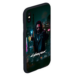 Чехол iPhone XS Max матовый Johnny Cyberpunk2077, цвет: 3D-черный — фото 2