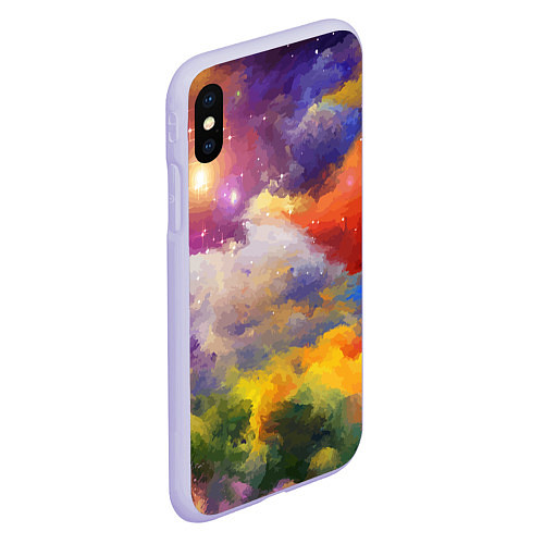 Чехол iPhone XS Max матовый Красочный горный пейзаж Грузия Colorful mountain l / 3D-Светло-сиреневый – фото 2