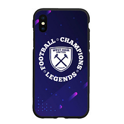 Чехол iPhone XS Max матовый Символ West Ham и круглая надпись Football Legends, цвет: 3D-черный