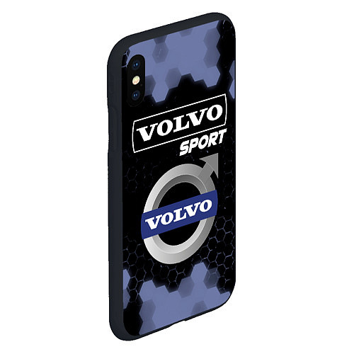 Чехол iPhone XS Max матовый VOLVO Sport Соты / 3D-Черный – фото 2