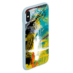 Чехол iPhone XS Max матовый Абстрактные мазки цветной краской strokes of paint, цвет: 3D-голубой — фото 2