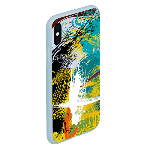 Чехол iPhone XS Max матовый Абстрактные мазки цветной краской strokes of paint / 3D-Голубой – фото 2