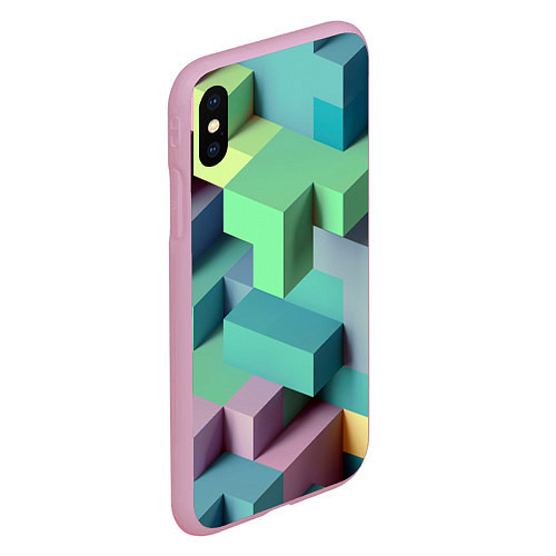 Чехол iPhone XS Max матовый GEOMETRIC SHAPES / 3D-Розовый – фото 2