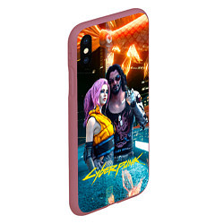 Чехол iPhone XS Max матовый Cyberpunk2077 Johnny Vi girl, цвет: 3D-малиновый — фото 2