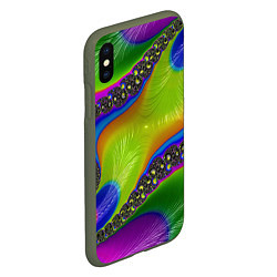 Чехол iPhone XS Max матовый Кислотный фрактал Абстракция, цвет: 3D-темно-зеленый — фото 2