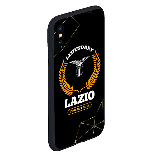 Чехол iPhone XS Max матовый Лого Lazio и надпись Legendary Football Club на те / 3D-Черный – фото 2