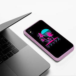 Чехол iPhone XS Max матовый Неоновые пальмы Иероглифы Neon Palm Tree, цвет: 3D-сиреневый — фото 2