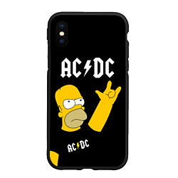 Чехол iPhone XS Max матовый AC DC ГОМЕР СИМПСОН SIMPSONS, цвет: 3D-черный