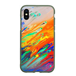 Чехол iPhone XS Max матовый Буйство красок Лето Riot of colors Summer, цвет: 3D-темно-зеленый