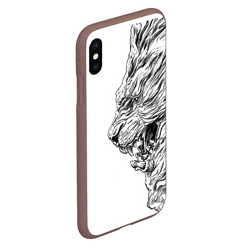Чехол iPhone XS Max матовый LION pride / 3D-Коричневый – фото 2