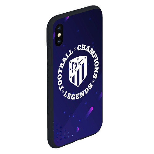 Чехол iPhone XS Max матовый Символ Atletico Madrid и круглая надпись Football / 3D-Черный – фото 2