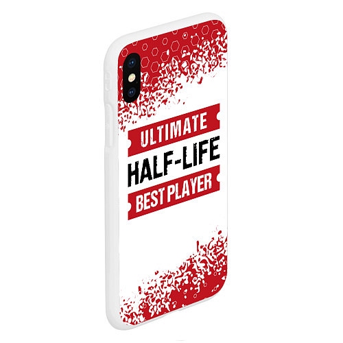 Чехол iPhone XS Max матовый Half-Life: красные таблички Best Player и Ultimate / 3D-Белый – фото 2