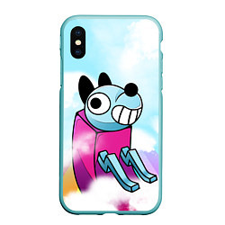 Чехол iPhone XS Max матовый Mutating dog, цвет: 3D-мятный