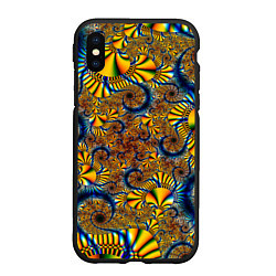 Чехол iPhone XS Max матовый FRACTAL COLOR PATTERN, цвет: 3D-черный