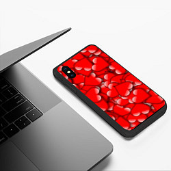 Чехол iPhone XS Max матовый LOVING HEARTS, цвет: 3D-черный — фото 2