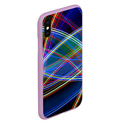 Чехол iPhone XS Max матовый Разноцветные неоновые линии Абстракция Multicolore, цвет: 3D-сиреневый — фото 2
