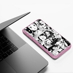 Чехол iPhone XS Max матовый Клинок рассекающий демонов паттерн, цвет: 3D-розовый — фото 2