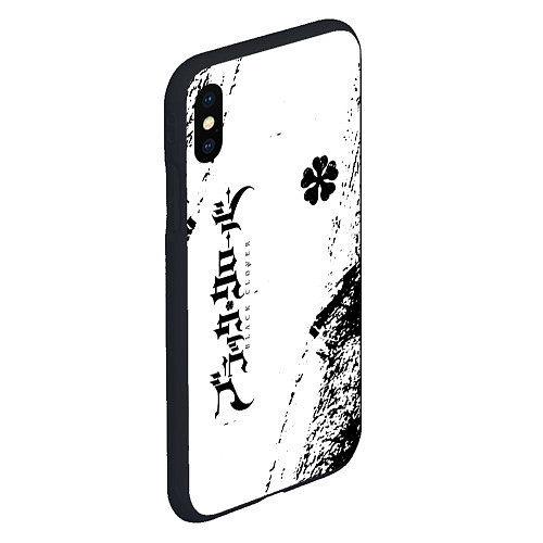 Чехол iPhone XS Max матовый Black clover чёрный клевер вертикальная надпись / 3D-Черный – фото 2