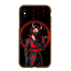 Чехол iPhone XS Max матовый Neon oni кунаичи