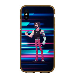 Чехол iPhone XS Max матовый Johnny Джонни Cyberpunk, цвет: 3D-коричневый