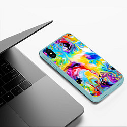 Чехол iPhone XS Max матовый Неоновые всплески красок Лето Neon splashes of col, цвет: 3D-мятный — фото 2
