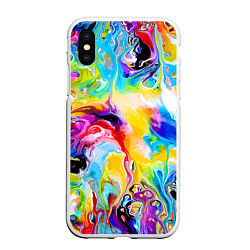 Чехол iPhone XS Max матовый Неоновые всплески красок Лето Neon splashes of col