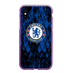 Чехол iPhone XS Max матовый CHELSEA F ЧЕЛСИ LOGO, цвет: 3D-фиолетовый