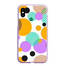 Чехол iPhone XS Max матовый GEOMETRIC INTERSECTING CIRCLES, цвет: 3D-сиреневый