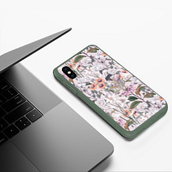 Чехол iPhone XS Max матовый Цветы Эхинацеи, цвет: 3D-темно-зеленый — фото 2