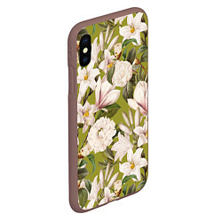 Чехол iPhone XS Max матовый Цветы Лилии и Астры, цвет: 3D-коричневый — фото 2